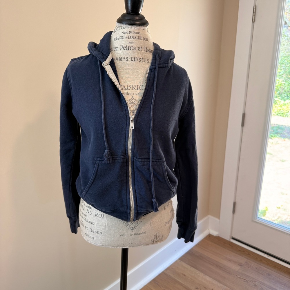 Brandy Melville Women's Navy Blue Full Zip Hoodie Size S/M